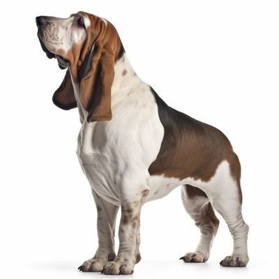 Full body image of a Basset Hound