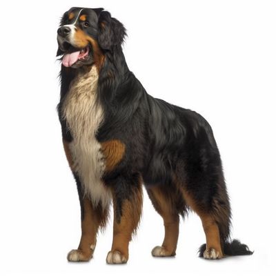 Full body image of a Bernese Mountain Dog