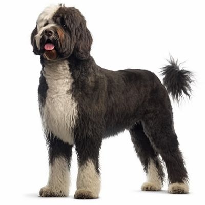 Full body image of a Portuguese Water Dog