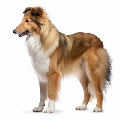 Full body image of a Rough Collie