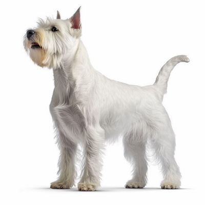 Full body image of a West Highland White Terrier